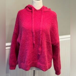 Aqua Vibrant Pink hooded fuzzy Sweater